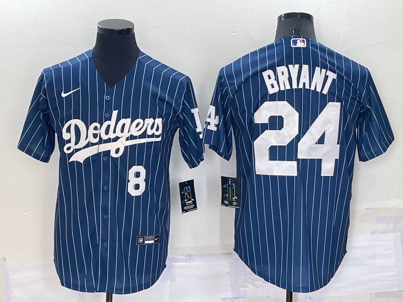 Men Los Angeles Dodgers #24 Bryant Blue stripe Throwback Nike 2022 MLB Jerseys
